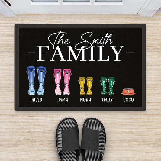 2896DUK2 family boots multi name doormat custom gift ideas for parents
