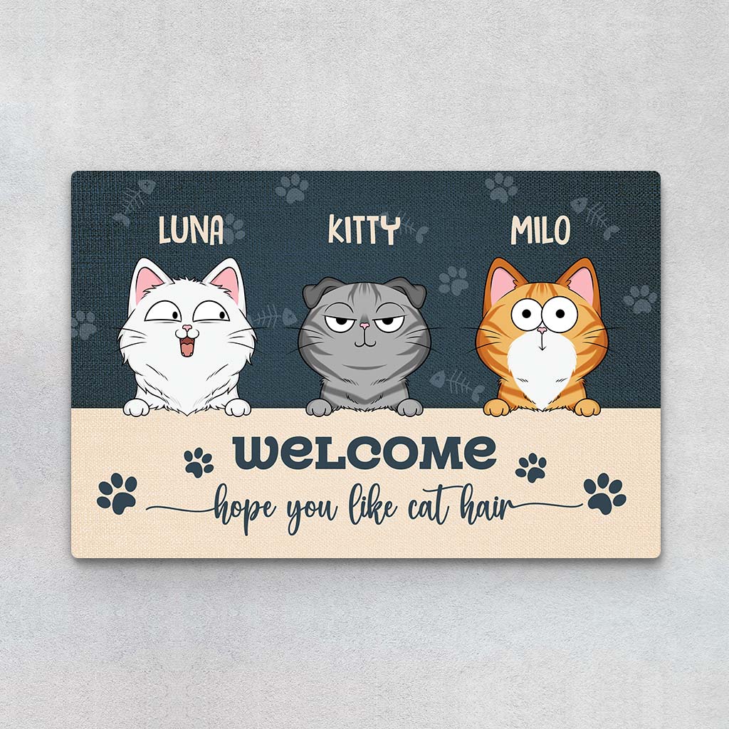 2898DUK1 welcome hope you like cat hair custom doormat uk