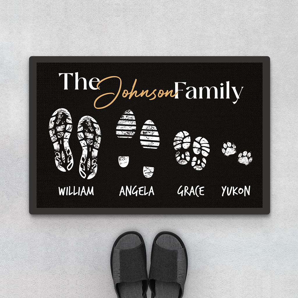 2900DUK1 footprints with family members doormat customised gift ideas for parents