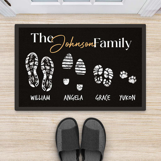 2900DUK2 footprints with family members doormat customised gift ideas for parents
