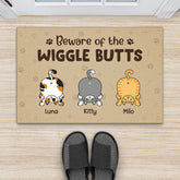 2902DUS1 beware of the wiggle butts doormat personalised present ideas for cat owners_1