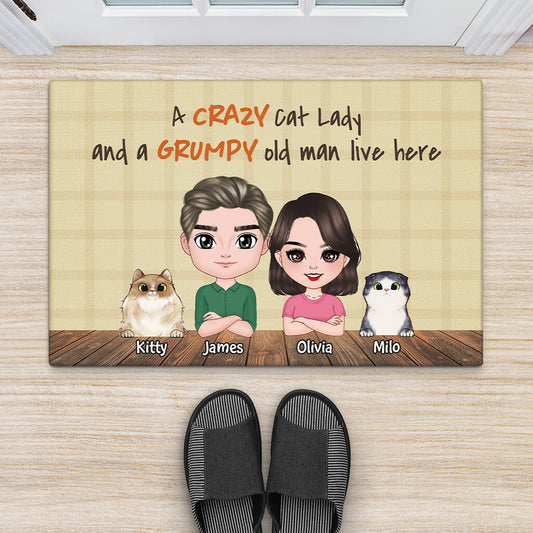 2906DUK2 a crazy cat lady doormat personalised gift ideas for couple