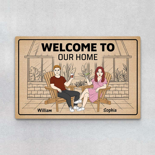 2909DUK1 welcome to our home doormat personalised present ideas for couple