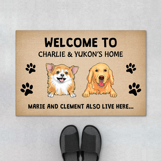 2910DUK1 welcome to beau bellas home doormat personalised gifts for dog owners