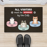 2913DUK2 all visitors must be approved by the cats doormat personalised cat themed gifts