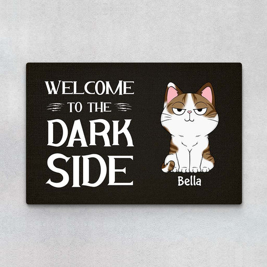 2915DUK1 welcome to the dark side doormat personalised gifts for cat lovers