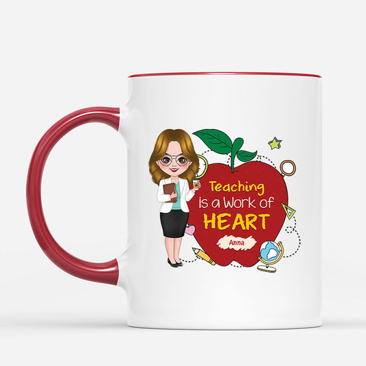 2922MUK2 teaching is a work of heart personalised mugs for her
