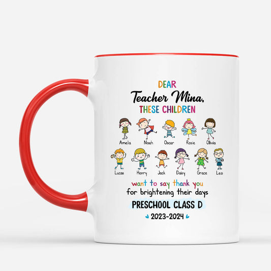 2923MUK2 dear teacher these children want to say thank you personalised mugs uk for her