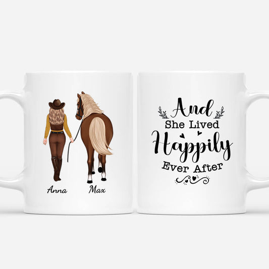 2934MUK1 and she lived happily ever after mug custom gift for horse lovers