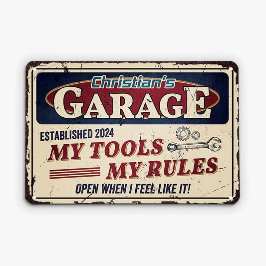 2959EUK1 my tools my rules metal sign personalised gifts for men