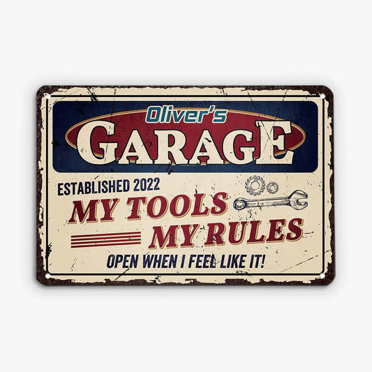 2959EUK2 my tools my rules metal sign personalised gifts for men