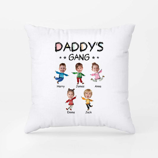 2961PUK1 grandads gang kids faces christmas pillow customised presents for grandads