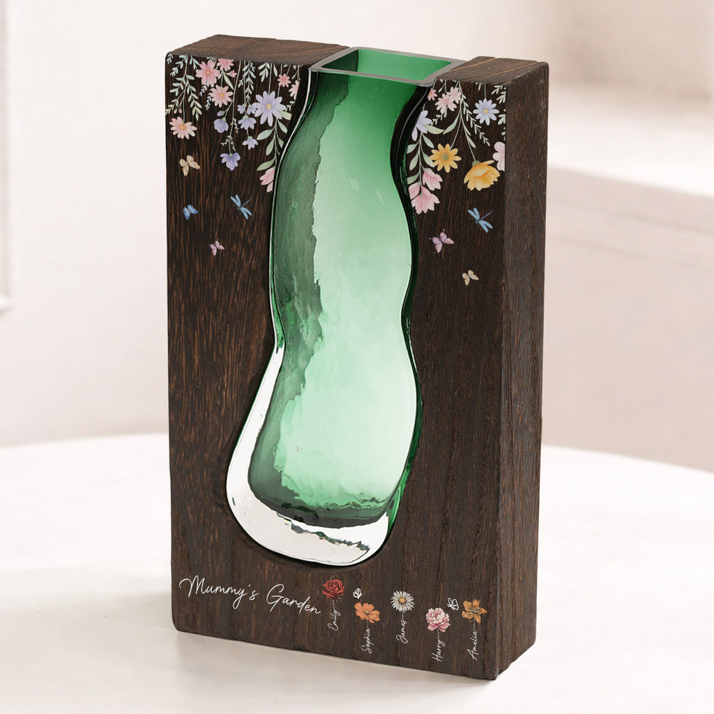 2966AUK2 personalised mummygrandmas garden wood and glass vase 2966ao8q5a