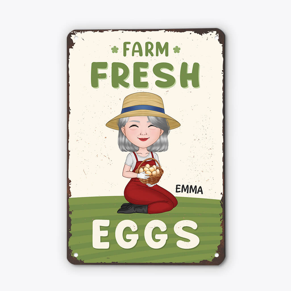 2974EUK1 farm fresh metal sign personalised presents for grandma