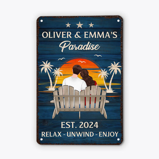 2982EUK2 paradise metal sign personalised gift ideas for couple