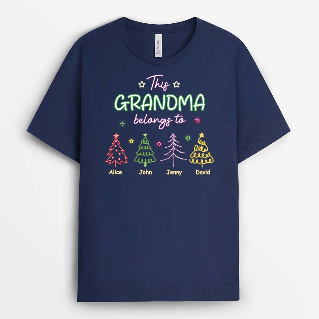2989AUK2 christmas tree this grandad belongs to t shirt personalised gifts for grandad