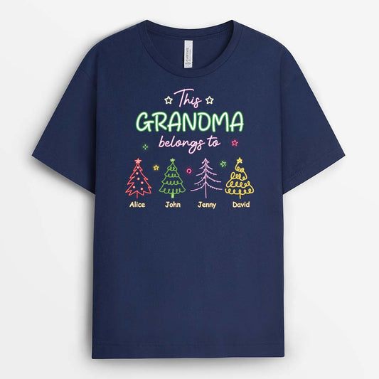 2989AUK2 christmas tree this grandma belongs to t shirt personalised gifts for grandma