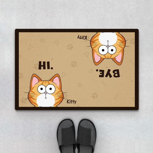 2995DUK1 hi bye doormat personalised gifts for cat lovers