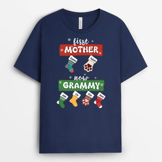2998AUK2 first mummy now grandma t shirt personalised gifts for grandma