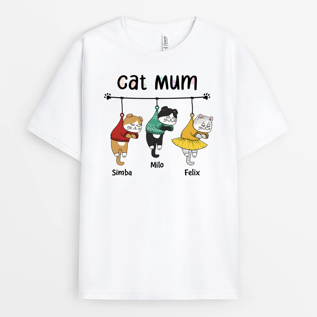 3008AUK1 suspended cat christmas t shirt personalised gifts for cat mum