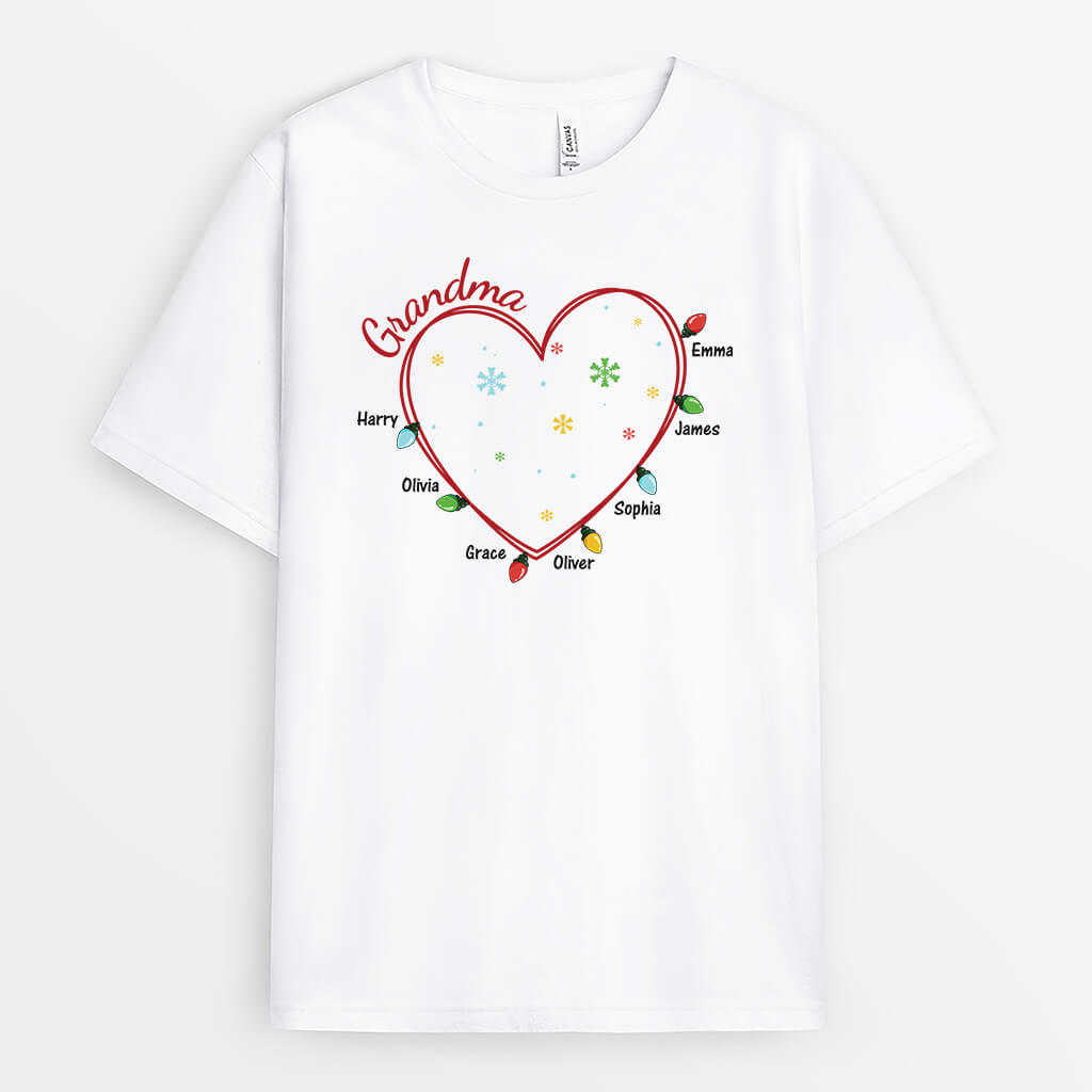 3017AUK1 grandma floral heart christmas customised t shirt for grandma