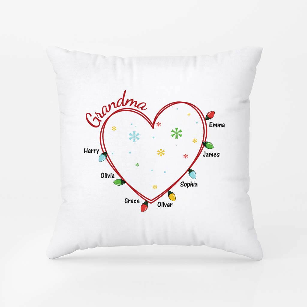 3017PUK1 grandma floral heart christmas customised pillow for grandma
