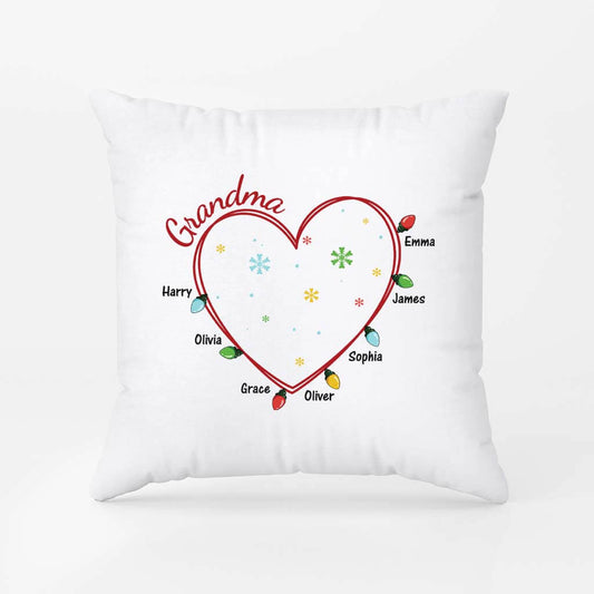 3017PUK1 grandma floral heart christmas customised pillow for grandma