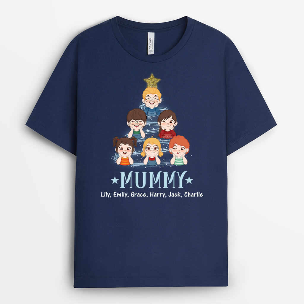 3022AUK2 christmas children tree t shirt personalised gifts for grandad