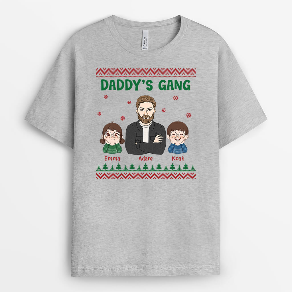3023AUK2 christmas grandads gang t shirt personalised gifts for grandad