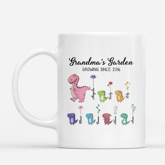 3031MUS1 dinosaur grandmas garden mug personalized for grandmamom 3031m8p5a