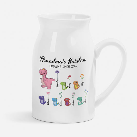 3031OUS1 dinosaur grandmas garden flower vase personalized for grandmamom 3031o8p5a