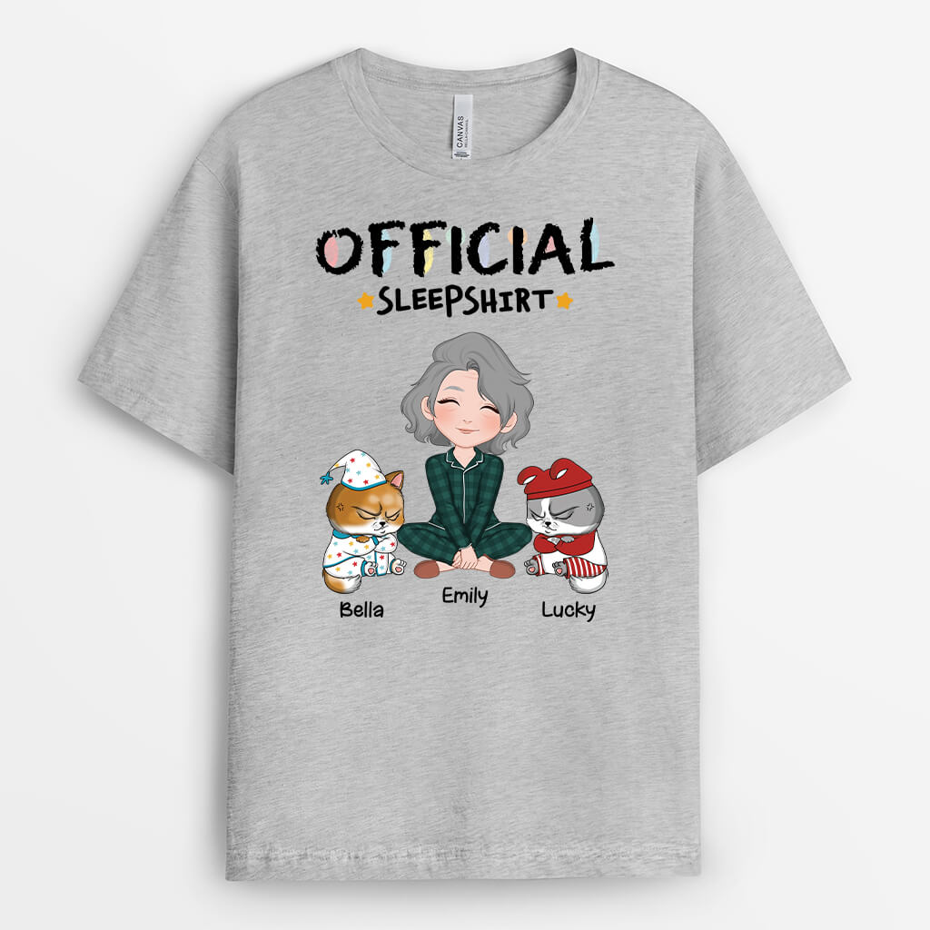 3034AUK2 official sleepshirt girl with cats personalised t shirt for her