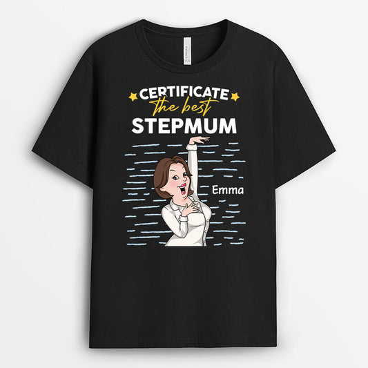 3035AUK1 certificated best step mum personalised t shirt for mum_9d5fec94 1bbc 4c97 bfb3 50276a47a095