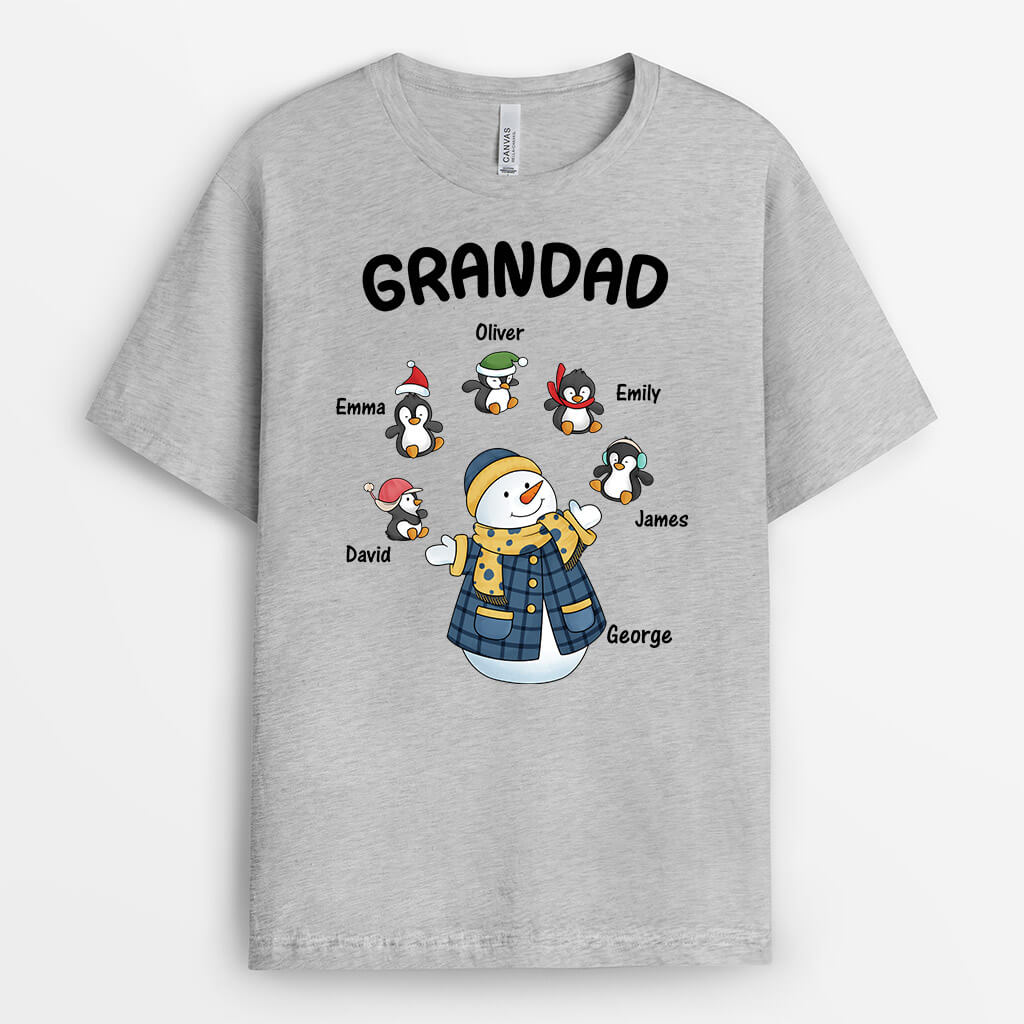 3039AUK2 snowman grandad t shirt personalised gifts for grandad