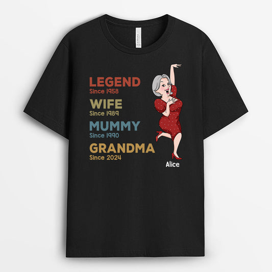 3046AUK1 legend wife mummy grandma t shirt personalised gifts for grandma