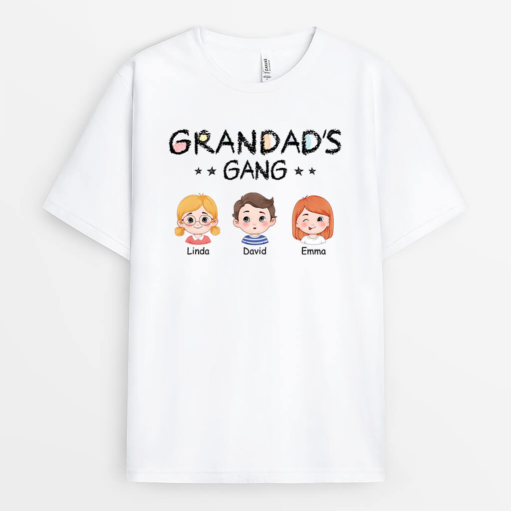 3069AUK1 grandads gang 3 children t shirt personalised gifts for grandad