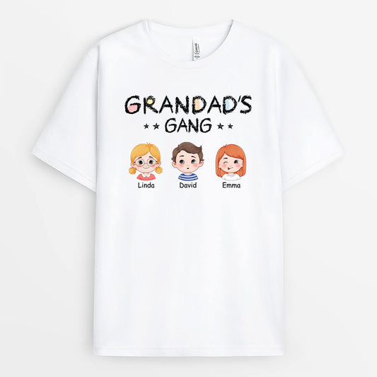 3069AUK1 grandads gang 3 children t shirt personalised gifts for grandad