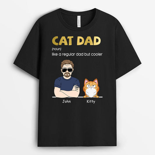 3073AUK1 cooler cat dad t shirt personalised gifts for cat dad