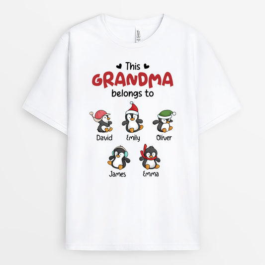 3079AUK1 this grandad belongs to penguin kids personalised t shirt for grandad