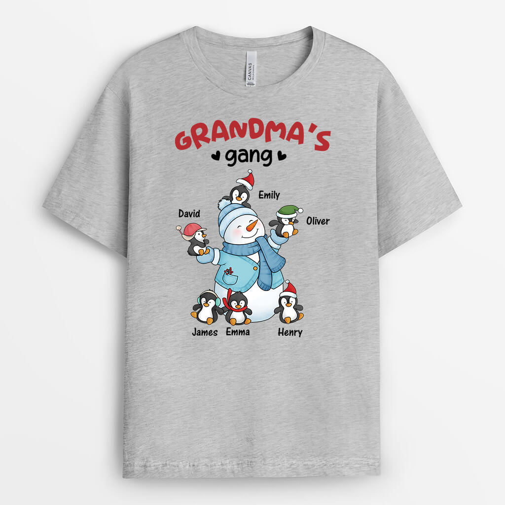 3082AUK2 grandmas gang with grandkids personalised t shirt for grandma