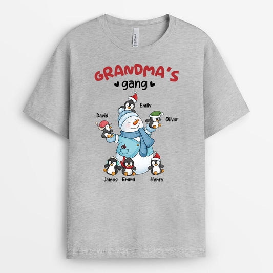 3082AUK2 grandmas gang with grandkids personalised t shirt for grandma