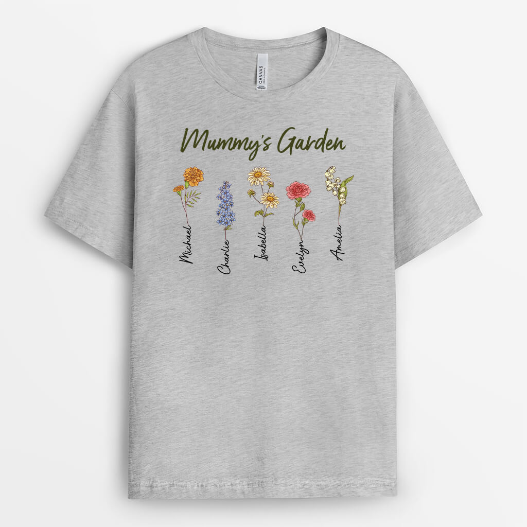 3097AUK2 grandmas garden flower t shirt personalised presents for grandma