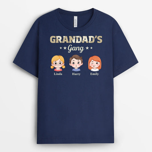 3132AUK2 grandads gang with cute grandkidss face customised t shirt for grandad