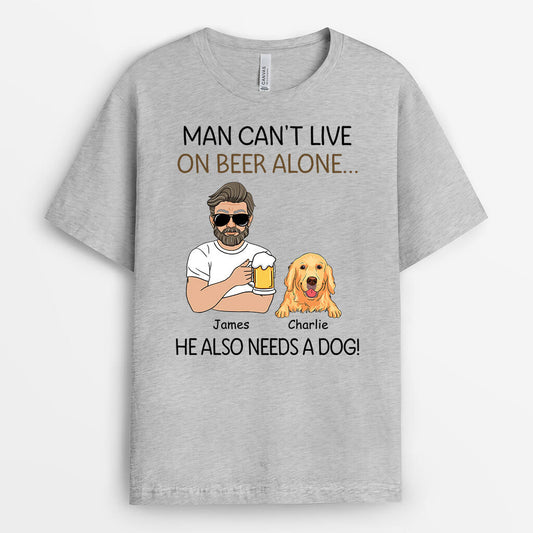 3137AUK1 man cant live on beer alone personalised gifts for dog dad