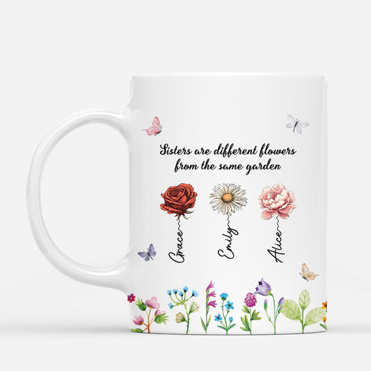 3148MUK1 sisters are different flowers mug personalised presents for sister_fc98184c ce2f 41b3 8502 ba10f86b40b8