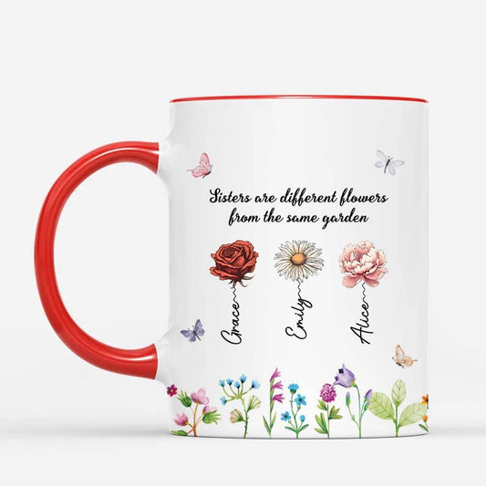 3148MUK2 sisters are different flowers mug personalised presents for sisterv