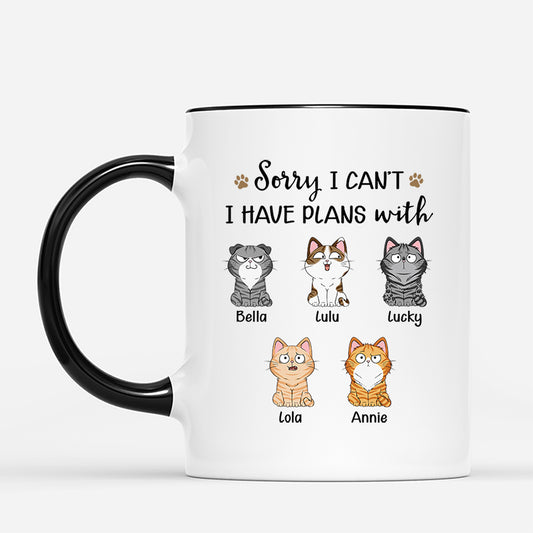 3174MUS2 funny cat mug personalized sorry i cant i have plans with my cat 3174M8Z8D
