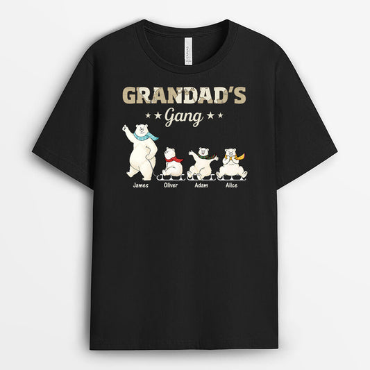 3180AUK1 black dancing bear grandads gang t shirt personalised gifts for grandad