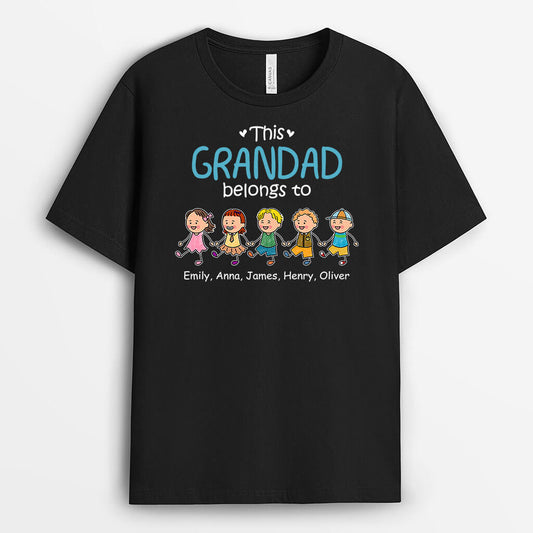 3190AUK1 this grandad belongs to grandkid holding hands personalised t shirt for grandad