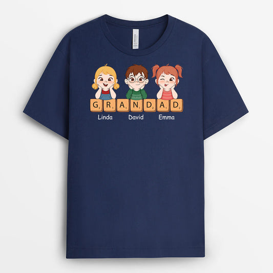 3204AUK1 grandkids name t shirt personalised presents for grandad